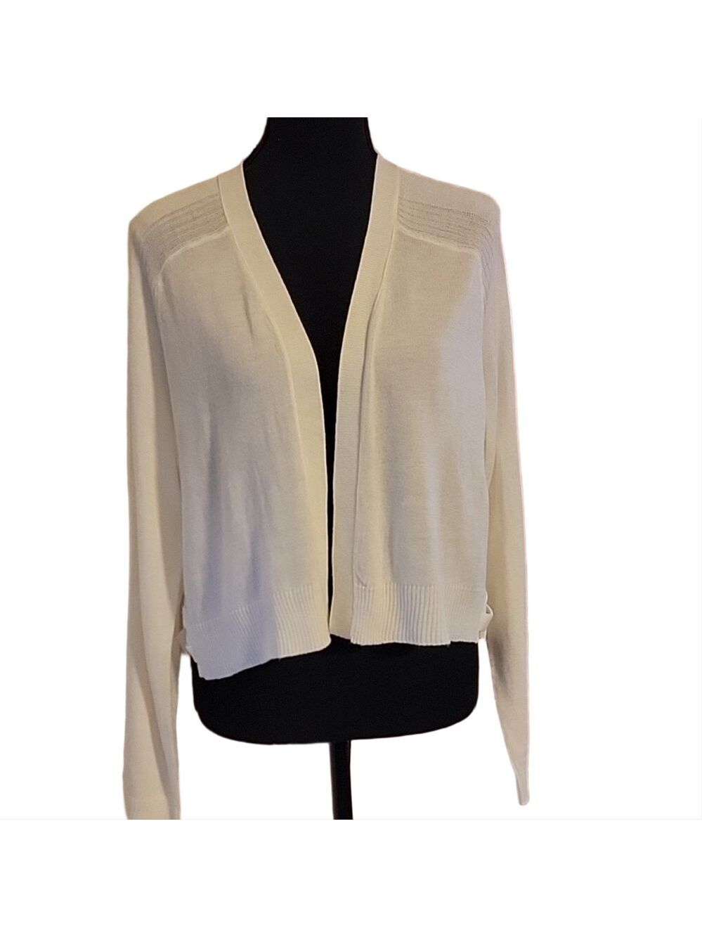 Neely Creamy White Long Sleeve Open Front Cardigan Sweater Size Large EUC